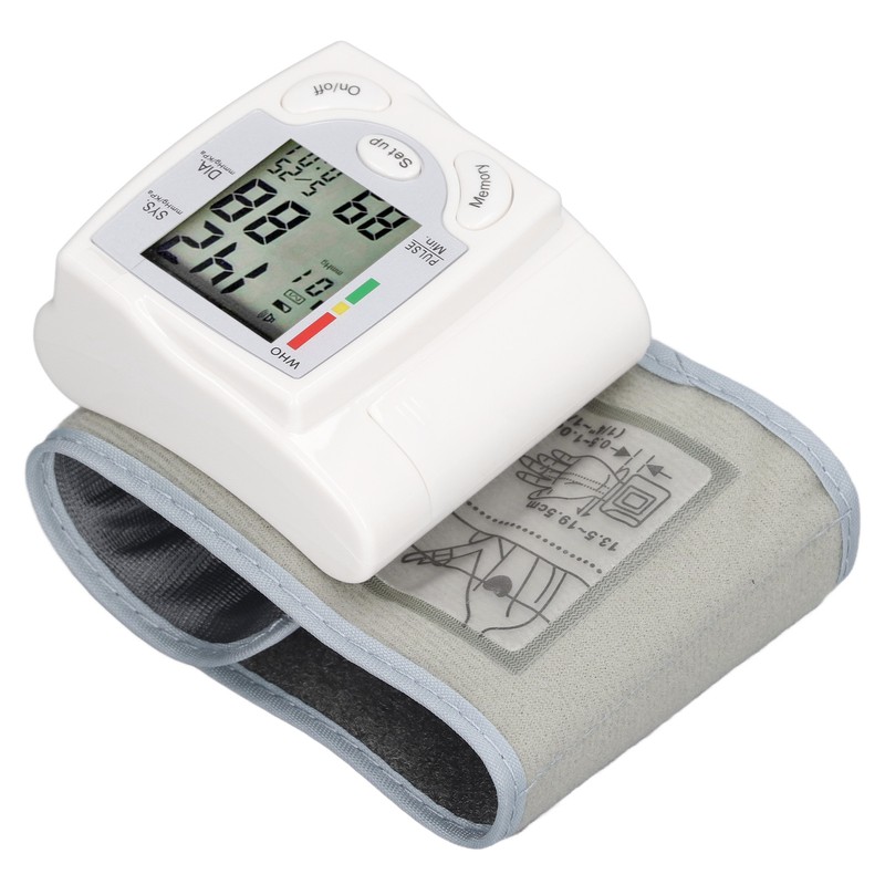 Wrist Blood Pressure Monitor Adjustable Cuff Large LCD Display Digital