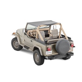MasterTop Bimini Summer Soft Top, Black Diamond - Fits Jeep Wrangler YJ 1987-1995 - Open Air Fabric Top Cover for Sun and Light Rain Protection