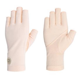 TINAYAUE Sun Protection Gloves for Women Cycling Driving Half Finger Mesh Summer Outdoor Non Slip Touchscreen Fingerless Gloves UV Nail Light Hand Protecors (Beige)