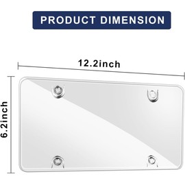 License Plate Cover Set: 2 Pack Clear Unbreakable Car License Plate Frame Shield Front & Back - Plastic Tinted License Plate Protector with Screw Nut for Universal Canada US Car & Truck Accessories