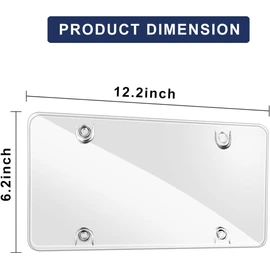 License Plate Cover Set: 2 Pack Clear Unbreakable Car License Plate Frame Shield Front & Back - Plastic Tinted License Plate Protector with Screw Nut for Universal Canada US Car & Truck Accessories
