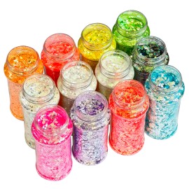 s Holographic Chunky Glitter Set 24 Colors Craft Glitter for Resin Crafts Tumbler Nail Body Christmas Sequins Flakescolor: Set21-12 mix colors/ Chunky Glitter