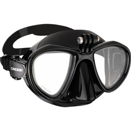 CRESSI Metis Action Cam Mask Black/Black - Unisex Reduced Volume Dive Mask with Action Cam Mount, Black/Black, One Size