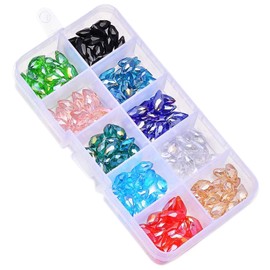 Gocelyn 6x12mm Teardrop Glass Crystal Beads Chandelier Pendants, Briollete Top Drilled Shape Assorted AB Color Faceted Beads Pendants for Jewelry Making DIY Project Earring Necklaces Bracelets