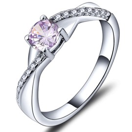 YL Women's Engagement Ring, Wedding Ring, 925 Sterling Silver with 5 mm 3A Cubic Zirconia, Infinity Ring, Alexandrite