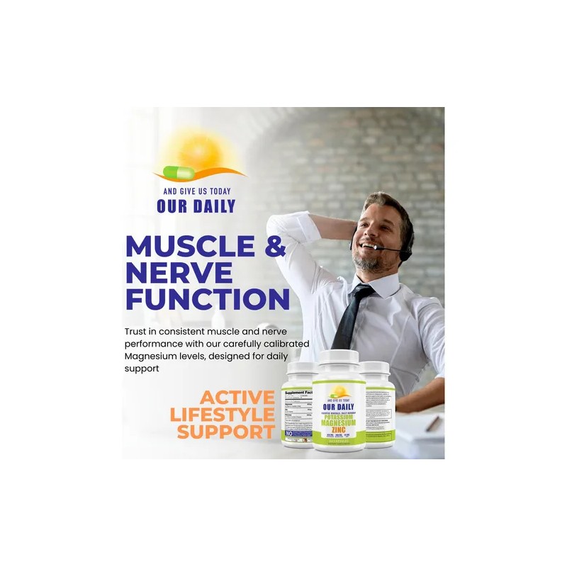 Magnesium Potassium Zinc Cápsulas 90 Vegano Suplemento