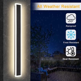 Stayofa 23.6 inch Long Outdoor LED Wall Lights,18W Waterproof IP65 Warm White 120V LED Wall Mount Lighting Fixture Acrylic Black Exterior Wall Lights for House Courtyard Balcony Porch (23.6INCH-F)