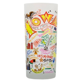 Catstudio Drinking Glass, Iowa Frosted Glass Cup for Kitchen, Drinking Glasses, 15oz Dishwasher Safe Tumbler for Iowa Lovers