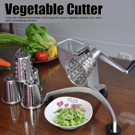 GOTOTOP Hand Crank Cheese Grater Vegetable Chopper Vegetable Cutter Grater Food Processors with 5 Stainless Steel Blade for Kitchen