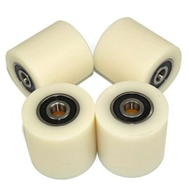 (50-50-10) 4 x 50mm Diameter Milled Nylon Rollers Made in EU (50mm Wide - 10mm Bearing)