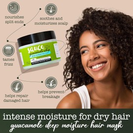 SAUCE BEAUTY Guacamole Whip Deep Conditioning Hair Mask (12 fl oz) – Hydrating Treatment for Damaged Hair, Frizz Control with Avocado, Honey, Monoi & Argan Oil