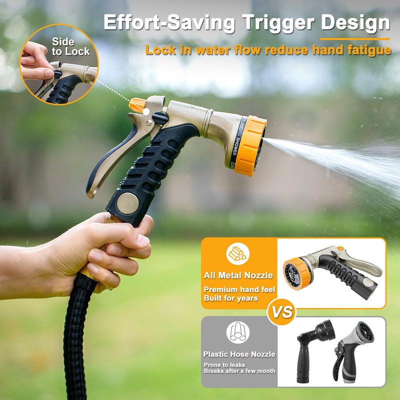 FANHAO Metal Garden Hose Nozzle Heavy Duty, Rear Trigger Water