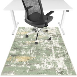 Office Chair Mat for Hardwood Floor & Tile Floor,36"X 48" Heavy Duty Desk Chair Mat for Hard Floors, Under Desk Rug for Rolling Computer Chair,Anti Slip,Low Pile Carpet Floor Protector-Abstract Green