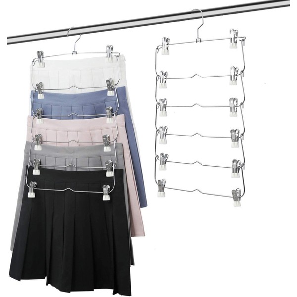 [Red Horse Home] Pants Hangers, Skirt Hangers, Steel Storage Hangers, Space Saver, 2 Pieces (White, 2)