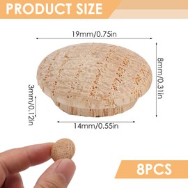 Pack of 8 15 mm Oak Wood Cover Caps for Drill Holes – Cover Caps Round Hole Covers Wood Pipe Plugs, Screw Cover and Blind Plugs, Wood Caps for Blind Drilling, for Furniture