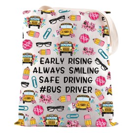 JNIAP Bus Driver Gift Early Rising Always Smiling Safe Driving Bus driver Tote Bag Staff Gift (Early Rising Tote Bag)