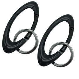 MEISO Carabiner Clip, 2 Pcs Oval Fashion Carabiner Clip, Heavy Duty Lightweight Locking with keyrings, Alloy Keychain Accessories Portable for Climbing, Outdoor Activities (Black)