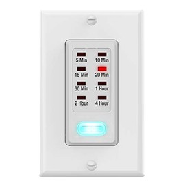 Fosmon 4 Hour Light Timer Switch, Programmable in-Wall Countdown Timer Switch for Lights, Fans, Bathroom, Heaters, 9 Setting 1875W, Neutral Wire Required, 5-10-30-60 Min, 2-4 Hour, ETL Listed