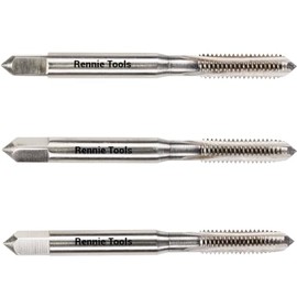 Rennie Tools - M2 x 0.4 HSS Metric Hand Tap Set. Includes 3 Pieces - 1st, 2nd & 3rd Cut (Taper Tap, Middle Tap, Bottom Tap (Plug Tap)) High Speed Steel for Threading Holes. 2mm Metric Tap Set