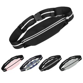 Oasishade Running Belt for men and women, movable running phone holder, adjustable size lightweight running belt bag, waterproof night reflective waist pack, cycling exercise travel (BLACK), PB001