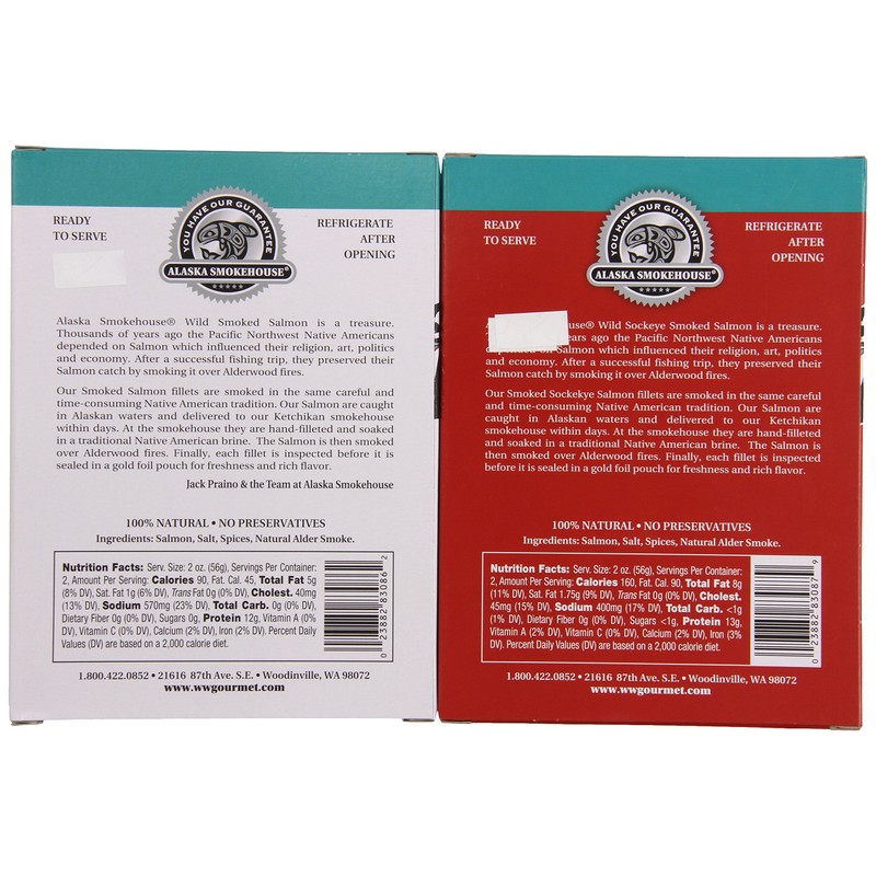 Alaska Smokehouse Smoked Salmon Duo Original, Pepper Garlic, 8 Ounce