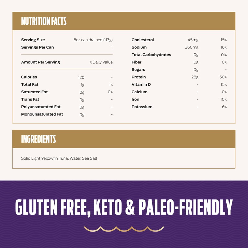 Genova Premium Lite Yellowfin Tuna in Water, Wild Caught, Solid