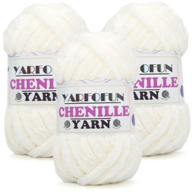 Hilo de felpilla de terciopelo para ganchillo, felpa de terciopelo esponjoso blanco, grueso, suave, grueso, de felpilla para bebé, para tejer a ganchillo, principiantes, 3 x 100 g (49.2 m) (blanco)