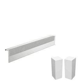 Baseboarders Basic Series 3 ft (36 in) Galvanized Steel Slip-On Baseboard Heater Cover + Left & Right Endcaps, Rust Resistant, White, for Hydronic Hot-Water Systems