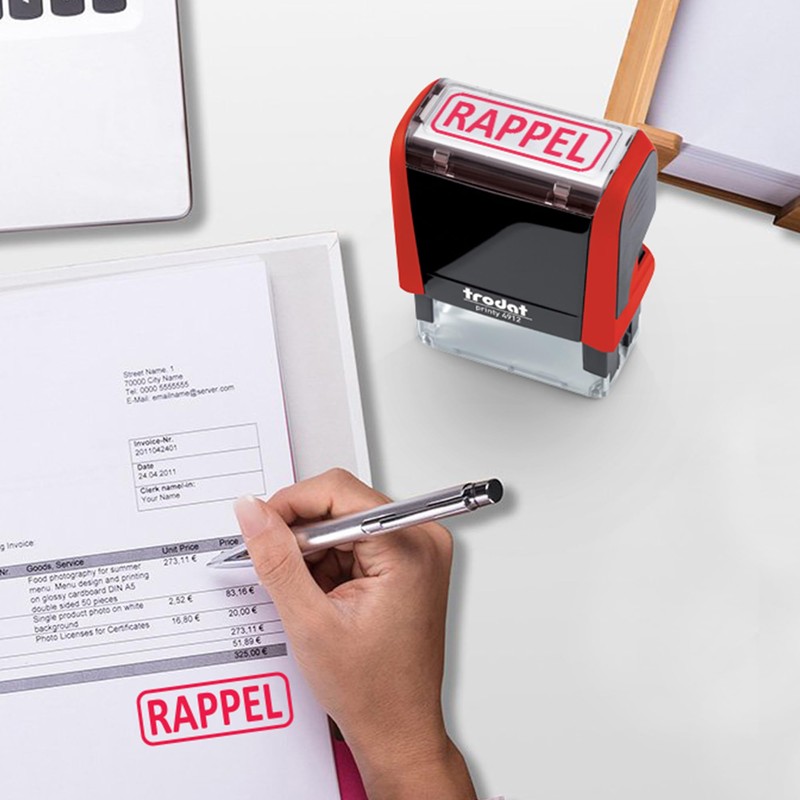 Trodat Printy 4912"RAPPEL" Stamp Self-Inking Rubber Red