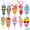 40 Sets Valentines Day Cards with Crazy Straws Reusable Silly