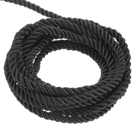QUARKZMAN Satin Cord Twisted Cord 11 Yard 3 mm 3 Strands Braided Rope Shiny Thread Cord for DIY Paper Cord Craft Gift Bag Curtain, Black - 10 m