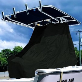 T-Top Center Console Cover for Boat - 600D Waterproof Marine Grade Canvas, Heavy Duty (Black, 48" W x 69" L x 71" H)