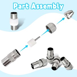 CENCERY 12 Pieces TV Aerial Connector Coaxial TV Aerial Connector 5 Male & 5 Female 2 Female to Female Coaxial Cable Connector Aerial Plug F Male to Coax Adapter