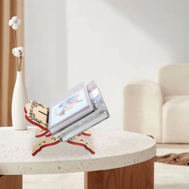 Operitacx Wooden Quran Bookshelf Foldable Reading Stand Holder 10.6 Inch Islamic Prayer Book Display Organizer for Home and Mosque