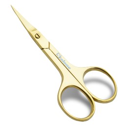 Tijeras profesionales de aseo – Tijeras de cejas – Tijeras pequeñas curvadas de acero inoxidable para manicura y belleza para mujeres (dorado)