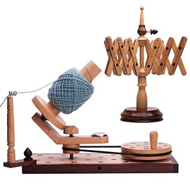 inanosa Handcrafted Heavy Duty Wooden Yarn Ball Winder -Premium Crafted Knitting Crocheting Accessories - Table top Yarn Swift (Rosewood + Beechwood)