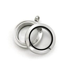 AETTP 1Pc Glass Locket Stainless Steel Floating Locket Pendant Chain Screw Twist Living Memory Locket Necklace 25Mm