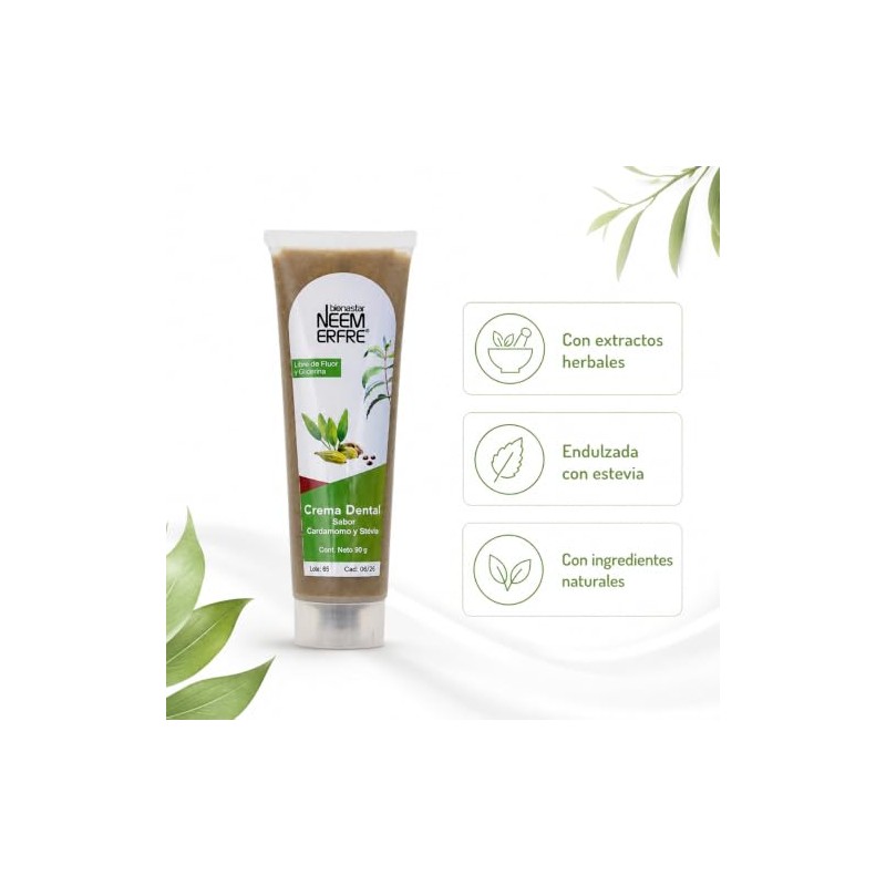 Crema Dental Natural Libre Fluor Artesanal Gluten Sulfatos Sls Parabenos