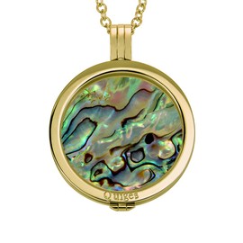 Quiges 90 cm Necklace Stainless Steel Set with Pendant and 33 mm Large Abalone Shell Coin, Shell, Shell