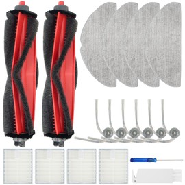 BEBEMOR Q7 M5 Replacement Parts for Roborock Q7 M5+, L5/L5+Series Robot Vacuum Accessories，2 Main Brush+4 Filter+4 Mop Pads+6 Side Brush,1 Clean Tool,1 Screwdriver 18PCS