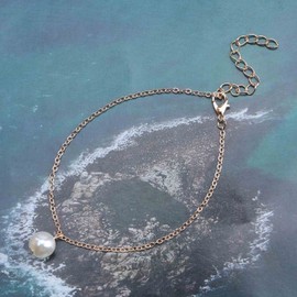 Yheakne Boho Pearl Ankle Bracelet Gold Dangle Pearl Anklet Bracelet Vintage Anklets Minimalist Foot Chain Jewelry for Women and Girls Summer Gifts