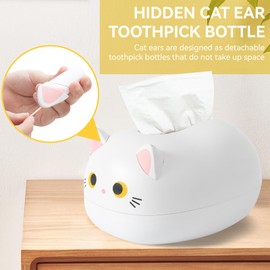 Cute Cat Tissue Box Cover Desktop Tissue Holder Plastic Tissue Paper Storage Box Multifunction Facial Napkin Dispenser Holder for Kitchen Bathroom