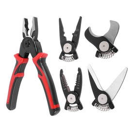 5 in 1 Pliers Set Steel Multifunctional Interchangeable Head Pliers for Metal Sheet Wire Cutting Stripping Crimping