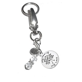 Hidden Hollow Beads Message Charm Key Chain Ring, Women's Purse, bag or Necklace & Bracelet Clip on Charm, Comes in a Gift Bag! (My Family My Love)