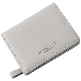 RRANCharltu Women's Small Leather Purse, Short Women's Mini Purse with Zip, Coin Compartment, Wallet, gray