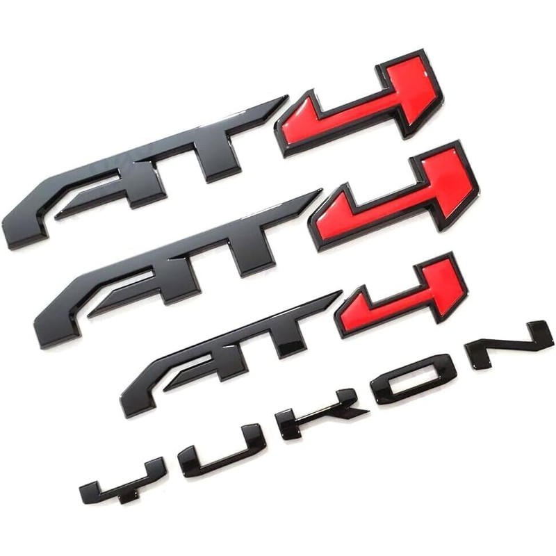 4Pcs Door Rear Tailgate AT4 Yukon Emblems Letters 3D Badge