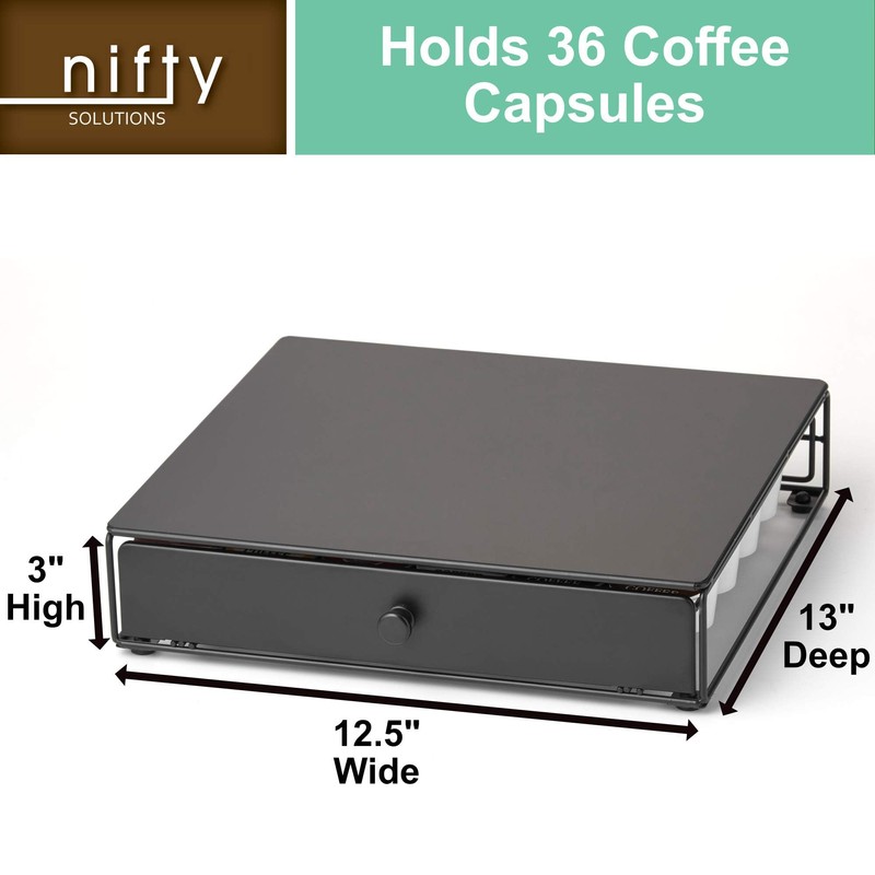 Nifty Coffee Pod Drawer – Compatible with K-Cups, 36 Pod