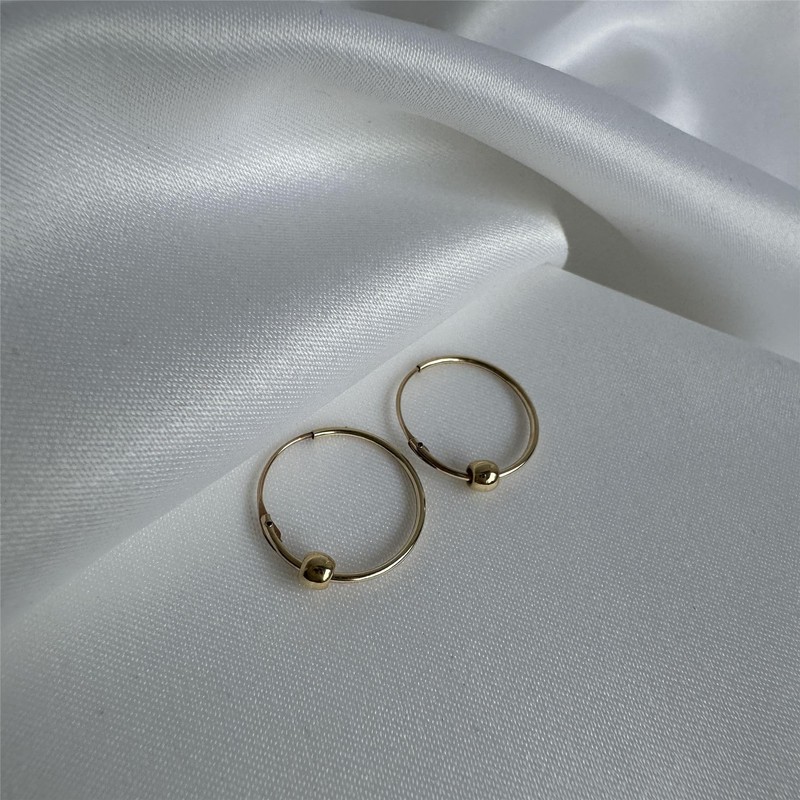 jewellerybox 9ct Yellow Gold Hoop Earrings with 3mm Bead