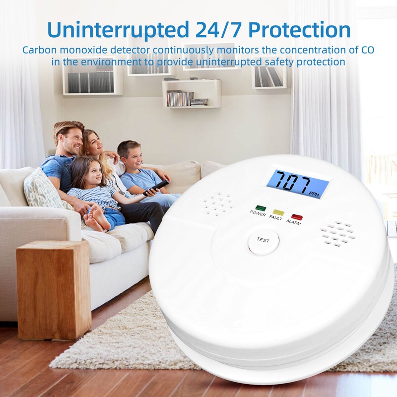2 Packs Carbon Monoxide Detector LCD Digital Display 85dB Alarm