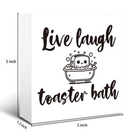 Bathroom Sign, Live Laugh Toaster Bath Sign, Rustic Box Sign Decor Tabletop, Funny Bathroom Decor, Bathroom Decor Art, Home Decor Accent, Bathroom Decor for Shelf, Farmhouse Wooden Box Sign